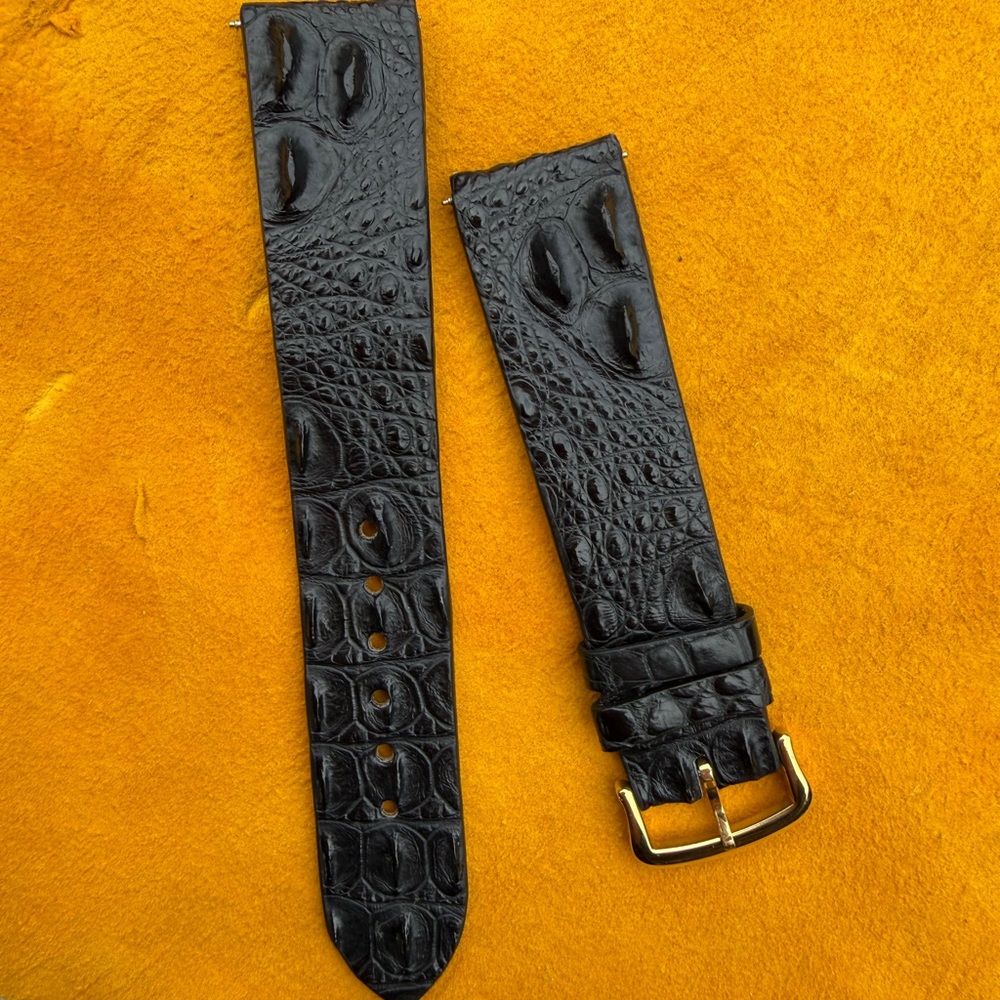 Luxury Handmade Black Crocodile Leather 20mm Watch Strap